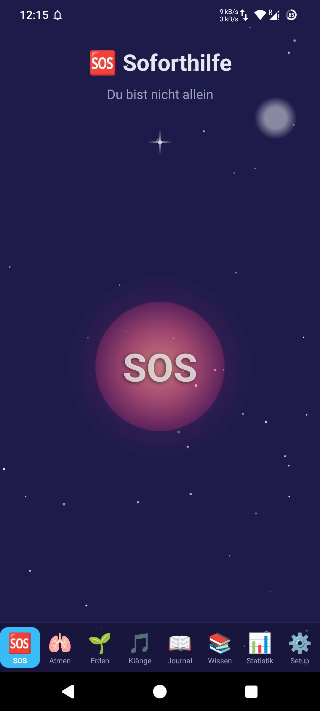 Screenshot della schermata SOS dell'App SOS-Calm